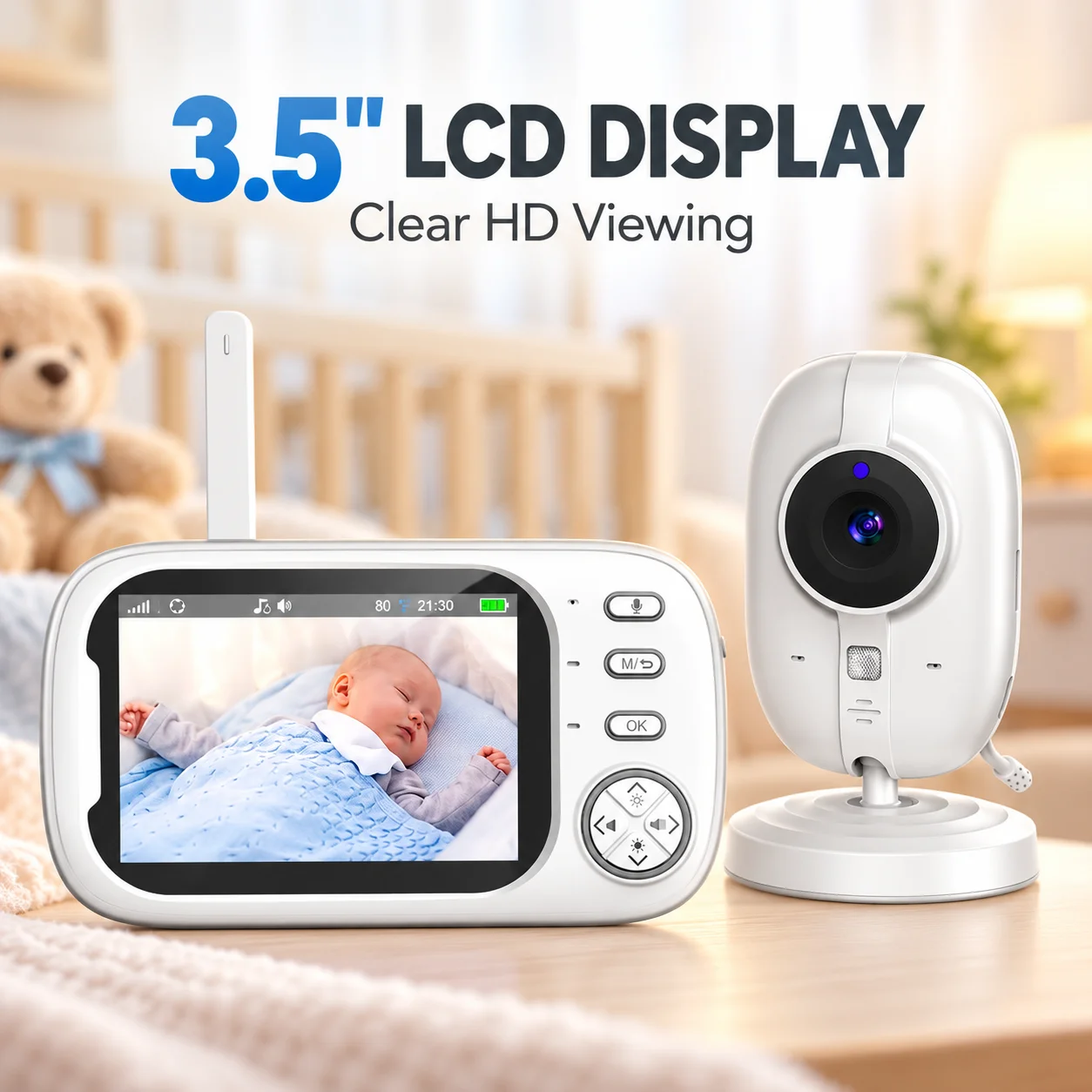 Jaxcam New 3.5 inch Wireless Video Baby Monitor 2 Way Audio Talk Night Vision Temperature Monitoring  Baby Nanny Security Camera