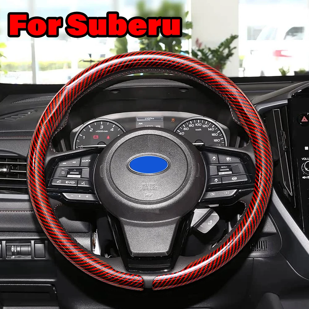

Car Steering Wheel Cover For Subaru WRX Forester Outback Crosstrek Legacy Impreza Levorg Carbon Fiber Decoration Accessories