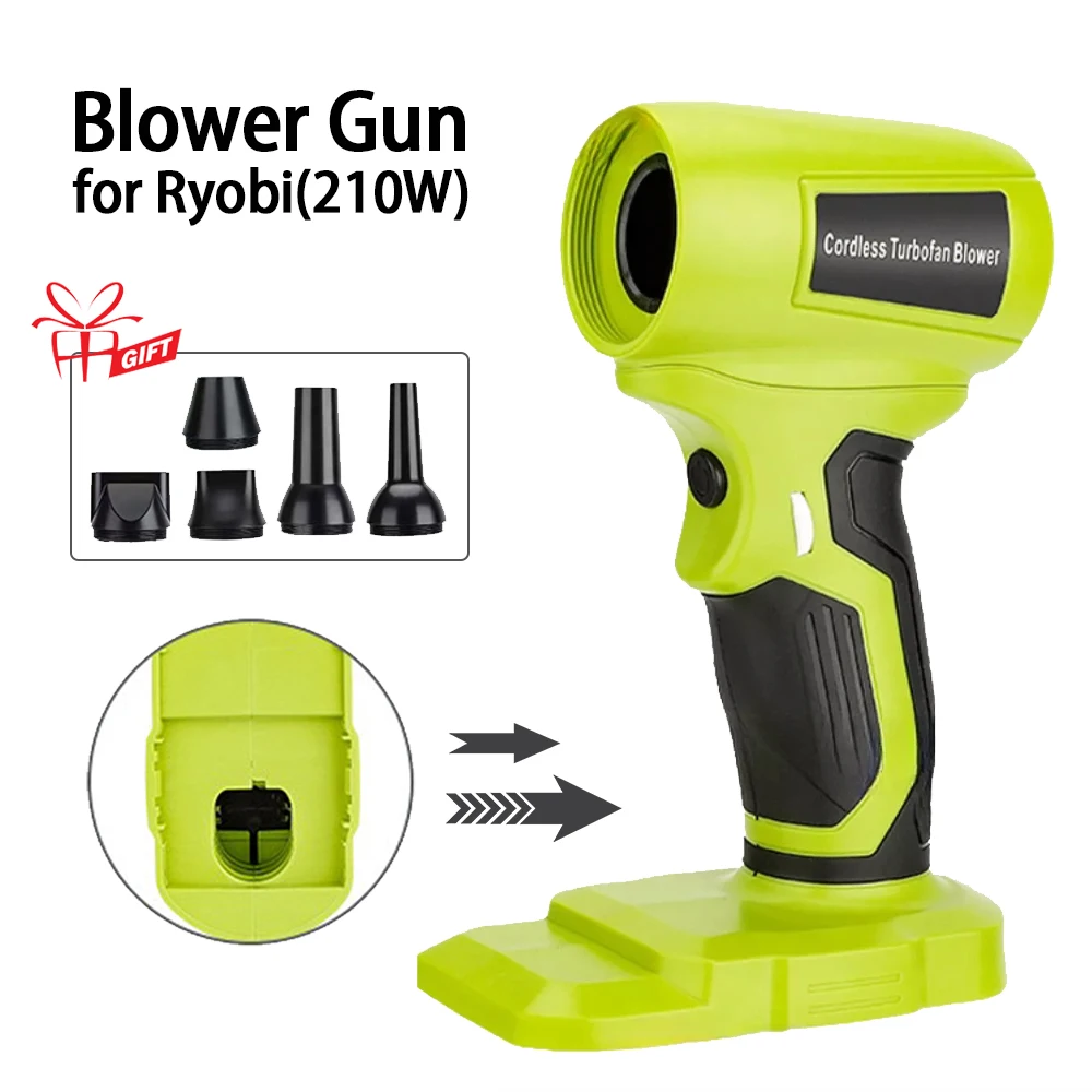 210W Electric Jobsite Air Blower Gun Violent Turbo Fan for Ryobi 18v Cordless Leaf Mini Blower Handheld Jet Fan