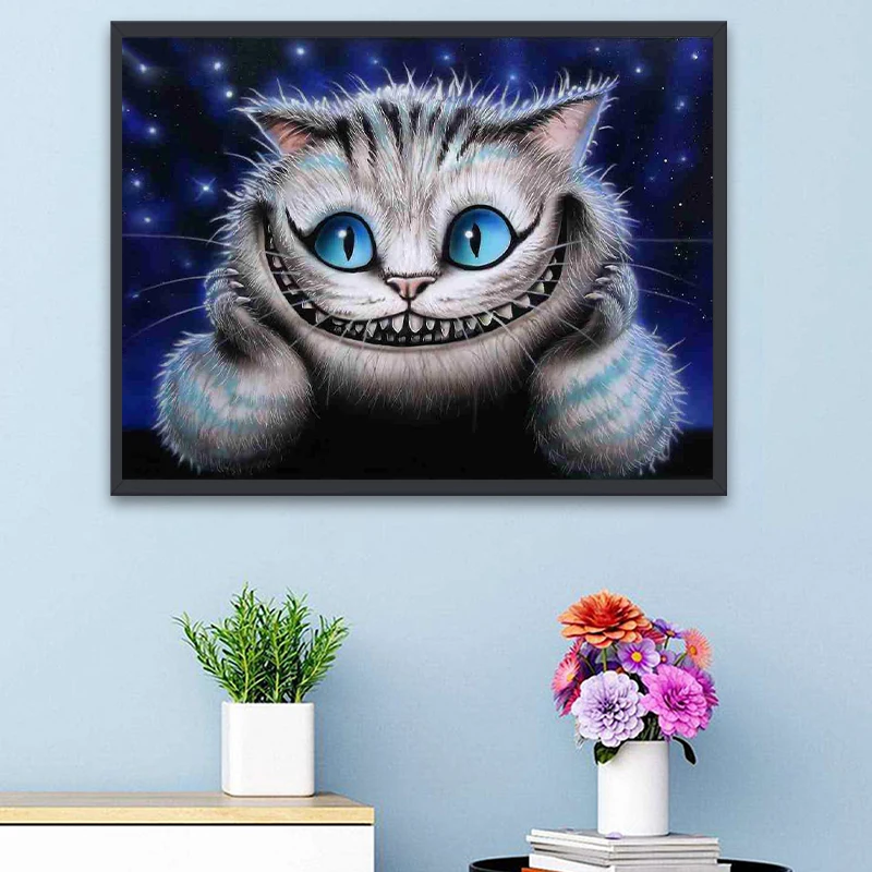 Cheshire Cat Diamond Painting Alice In Wonderland 5D Diamond Mosaic Full Drill Rhinestones Picture Wall Art Home Decor