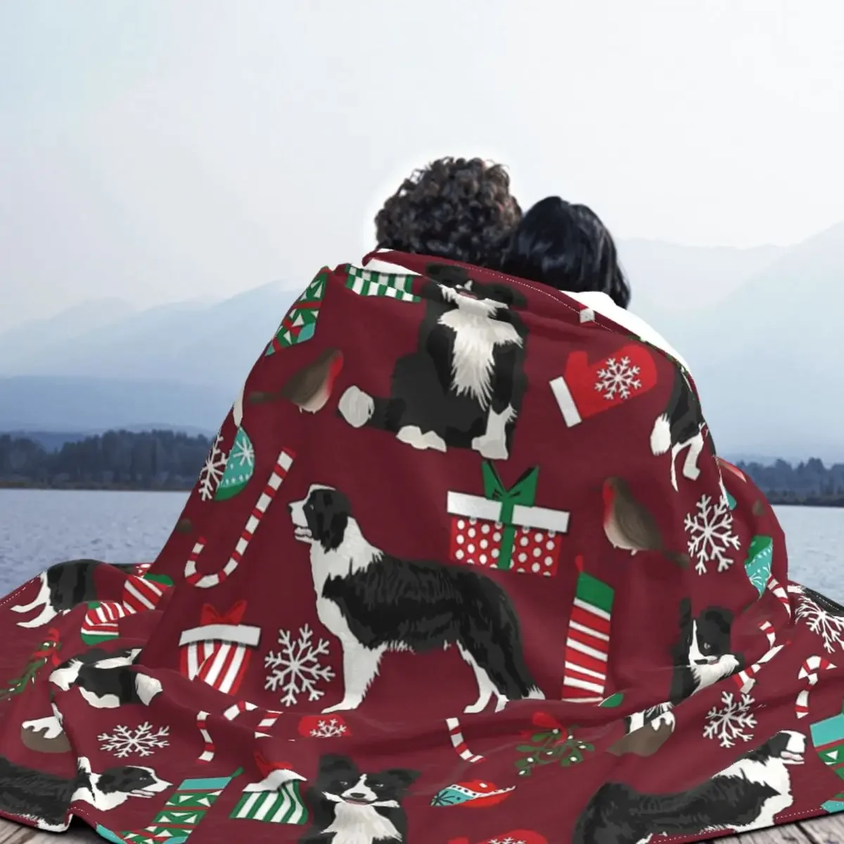 Border Collie Christmas Blankets Fleece Textile Decor Dog Multifunction Warm Throw Blanket for Home Outdoor Rug Piece