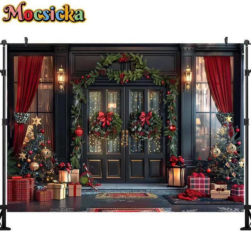 Christmas Photography Background Toy Store Xmas Tree Gift Decoration Supplies Family Portrait Photo Backdrops Studio Props