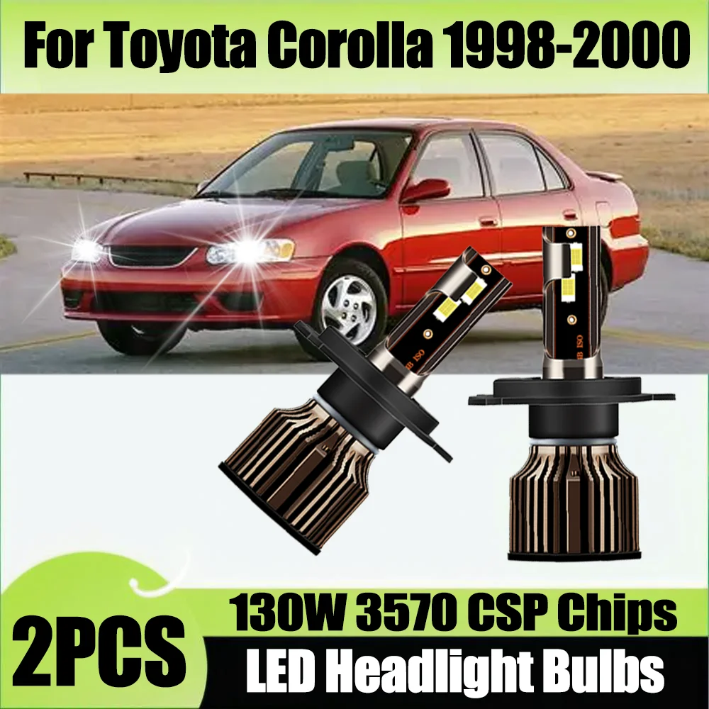 

2PCS 30000LM 130W High Power Car Headlamps 3570 CSP Chips H4 LED Headlight Bulbs 6000K White 12V For Toyota Corolla 1998-2000