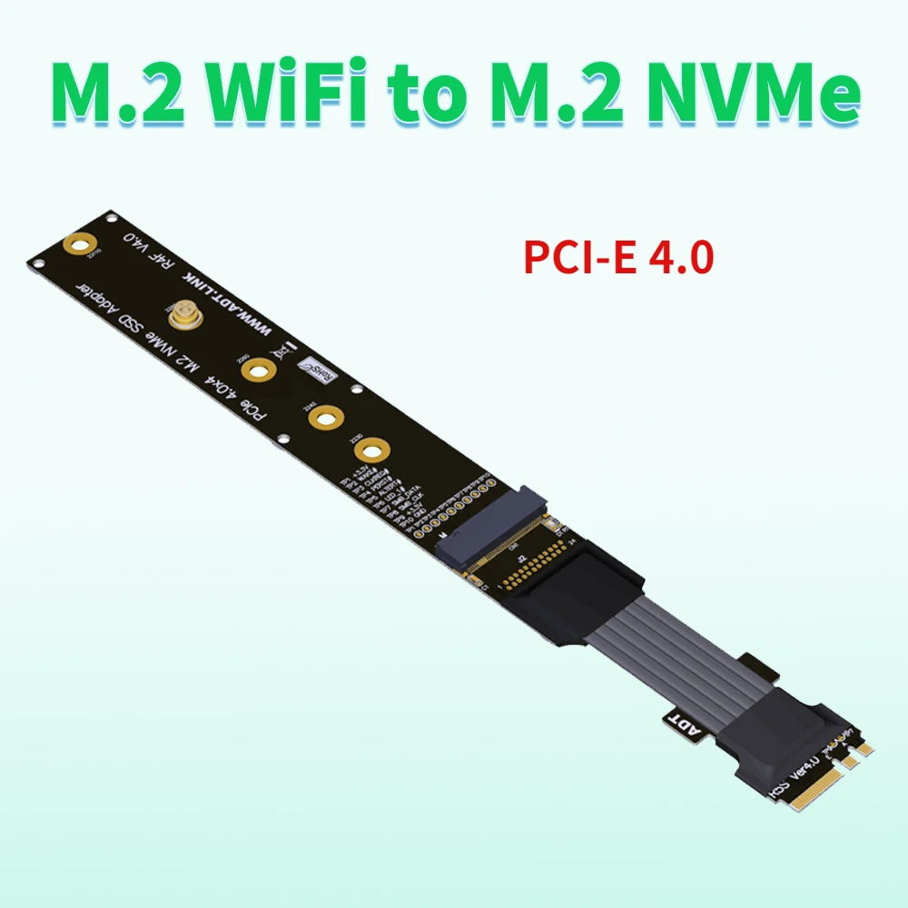 

R54SF 4.0 M.2 WiFi A.E Key Interface Transfer Adapter Cable PCIe 4.0 X4 M.2 NVMe SSD Adapter Riser Supports M2 NVME Card ADTLINK