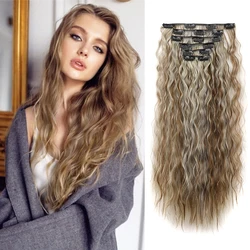 H&STAR 24Inch Synthetic 16 Clilp Long Kinky Curly Hair Extension Black Brown Blonde Hairpiece for Women
