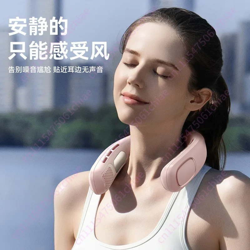New Usb Folding Neck Fan, Outdoor High Wind Portable Mini Bladeless Refrigeration Neck Fan