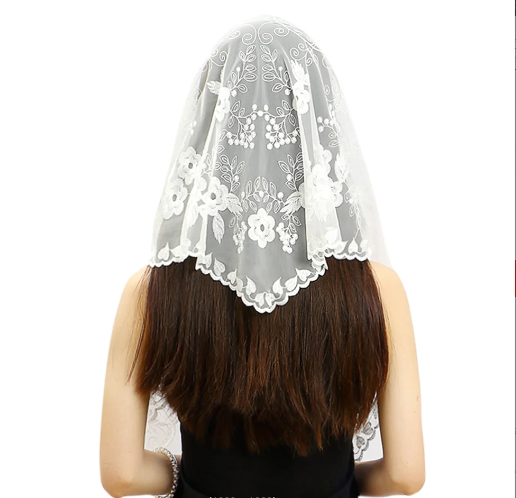 Mantilla veli di pizzo per la chiesa spagnolo latino massa cristiana veli cattolici testa musulmana che copre scialle veli da sposa per il matrimonio