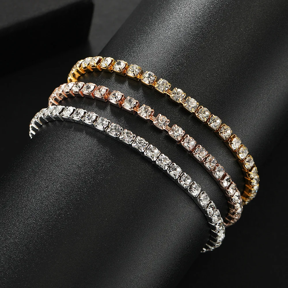 

10pcs/bag Tennis Chain Bracelet Minimalist Design With Cubic Zirconia Fashionable Hip Hop Accessory Fathers Day браслет