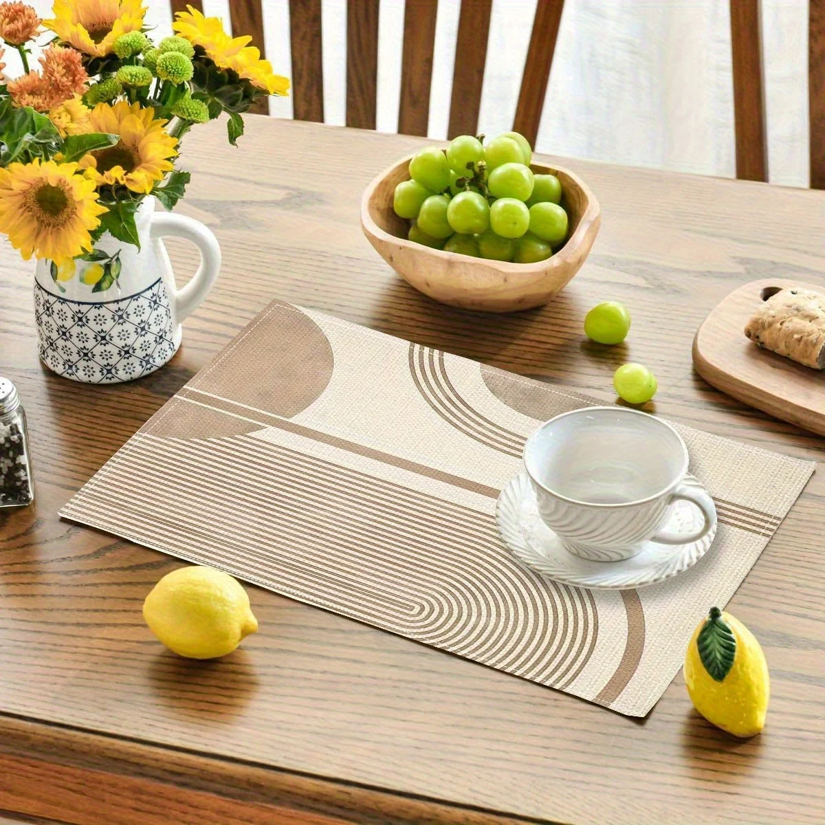 

VIKAMA 4/6pcs Geometric Line Meal Mat Waterproof, Oil proof, Easy to Clean Restaurant Table Decoration Home Decoration