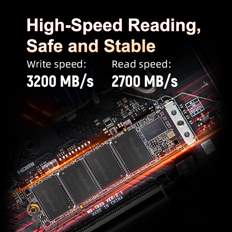 KingBank KP230 SSD NVMe M.2 PCIe 512 GB Solid State Disk 2280 Interne Festplatte für Laptop Desktop Micron Chip 3200 MB/S