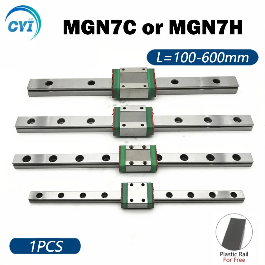 1PC 7mm Linear Guide MGN7 100 150 200 250 300 350 400 450 500 550 600mm+MGN7H or MGN7C block 3d printer CNC Long linear carriage