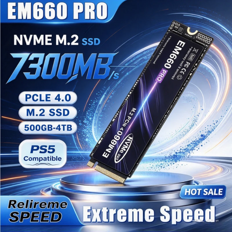 New PCIe 4.0 EM660 Pro M.2 SSD Hard Disk 500GB-4TB Fast 7300MB/s NVMe M2 Internal Solid State Drive For Laptop Desktop PC