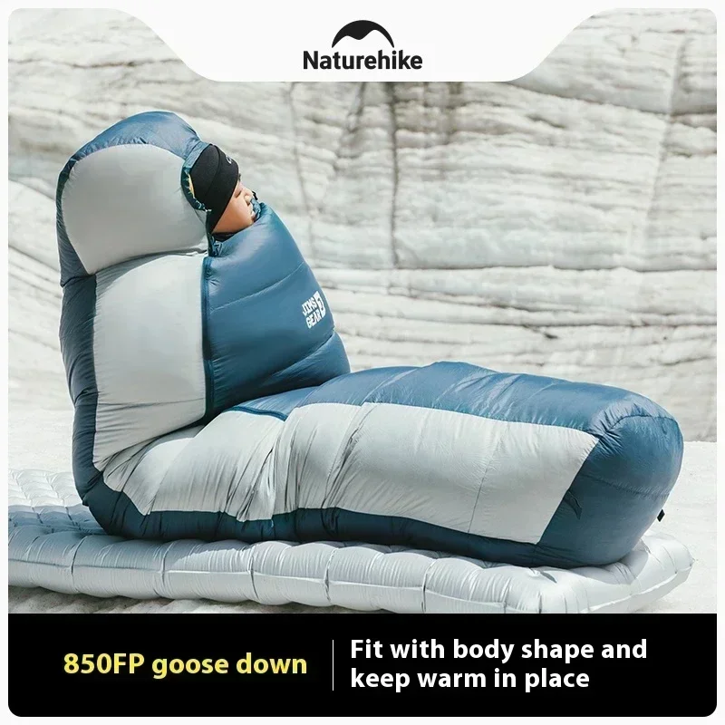 Naturehike-saco de dormir de plumas de ganso serie J, ultraligero, para invierno, 850FP, súper cálido, para momia, portátil, para acampar