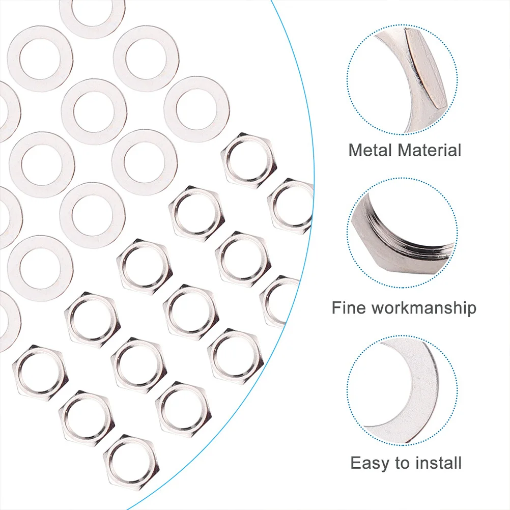 

1 set 1 Set Stainless Steel Potentiometer Nut Washer For Guitar Jacks Pots Replacement Parts Metal Gasket Kit Guitar Fittings