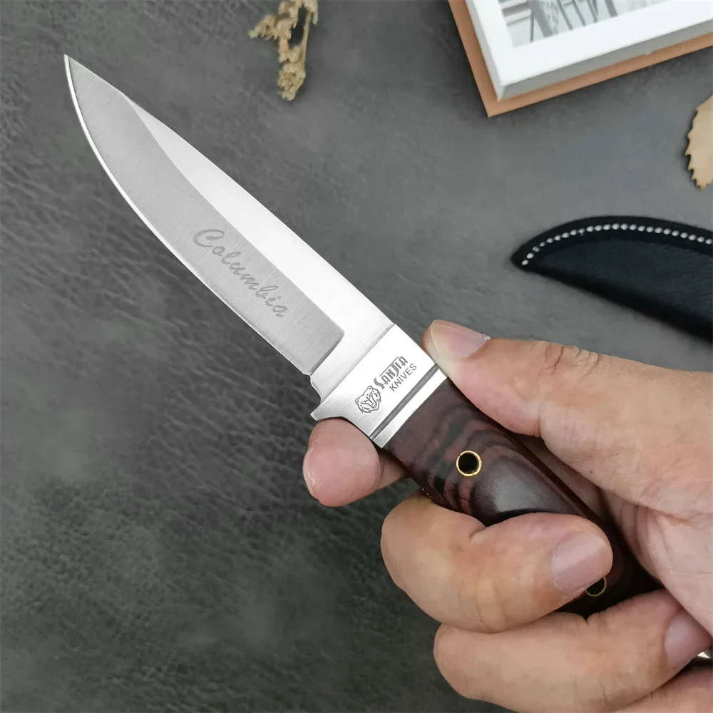 Fixed Blade Knife K90 Outdoor High Quality EDC Survival Camping Hiking Hunting Cutting Tool Gift 5Cr13Mov Blade Wood Handle