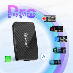 Ottocast Play2Video Pro CarPlay Android Auto Wireless Car Intelligent Systems TV Box for Netflix Spotify Vehicle Supplies