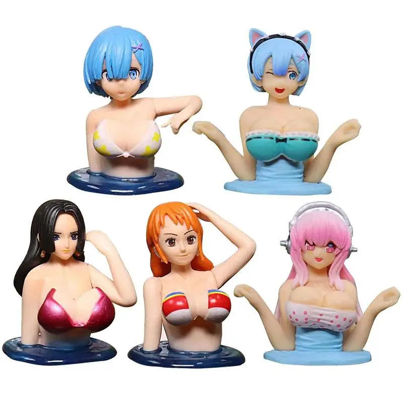 New Shaking Chest Girl Car Dashboard Ornament Sexy Cute Anime Dolls Plump Car Interior Shape Motorcycle Accessories Decoration