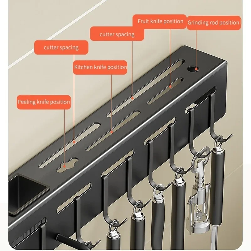 Kitchen Storage Rack Wall-Mounted Multifunctional Storage Knife Rack Detachable Stainless Steel With Multiple Brackets And Hooks image 4