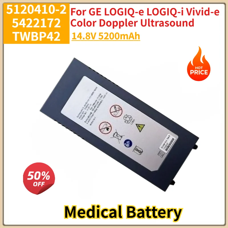 

100% New High Quality 14.8V 5200mAh Battery 5120410-2 5422172 TWBP42 For GE LOGIQ-e LOGIQ-i Vivid-e Color Doppler Ultrasound