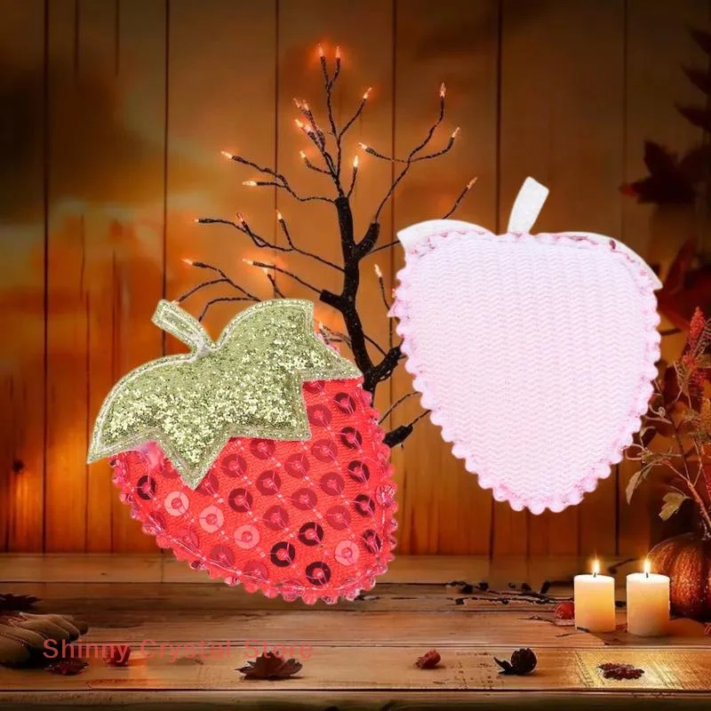 

20Pcs Sequined Strawberry Patch Sewing Appliqued Sew On Clothes Decoration For DIY Hiarpin Accessories