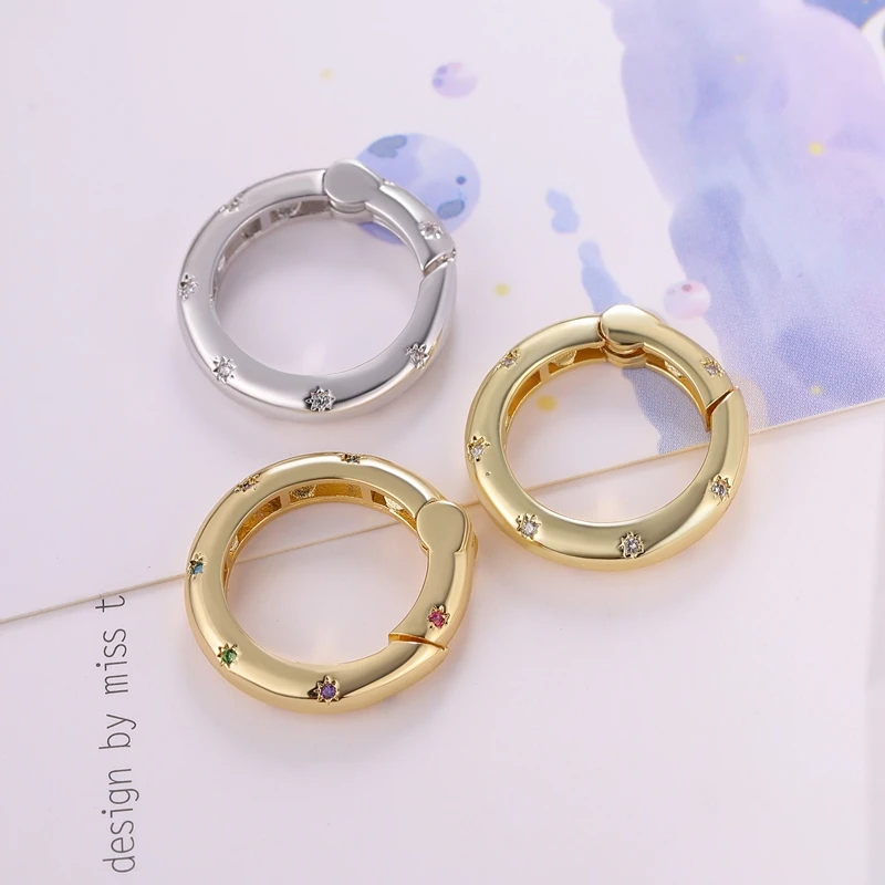 Juya Handicraft Accessories Supplies Handmade Enamel Oval Fastener Lock Carabiner Screw Clasps For DIY Mesh Chain Jewelry Making
