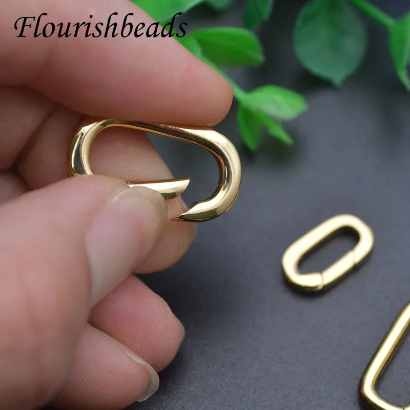 3 Size Gold Color Push Gate Lock Oval Carabiner Spring Clasps for DIY Hand Made Necklace Jewelry Making Accessories 10pcs/lot