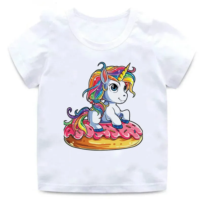 Unicorn Mermaid Print Kids T Shirt for Boys/girls 2 To 12 Years Ballet Dancer Unicorn Donut Casual Cotton T-shirt Top,BAL030