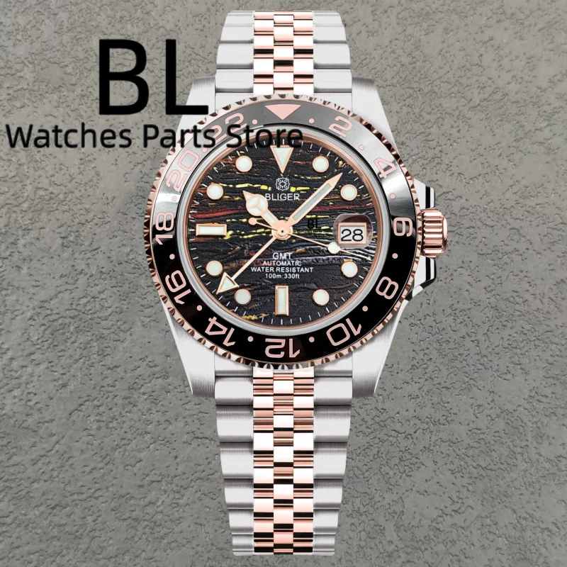 BLIGER 40mm Full Rose GMT NH34 - đánh giá và giá Rolex Watch Datejust