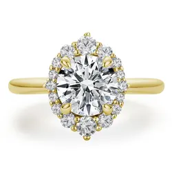 DEZO Moissanite Engagement Rings For Women Wedding Anniversary Yellow Gold Plated 925 Sterling Silver Round Cut VVS1 D Color