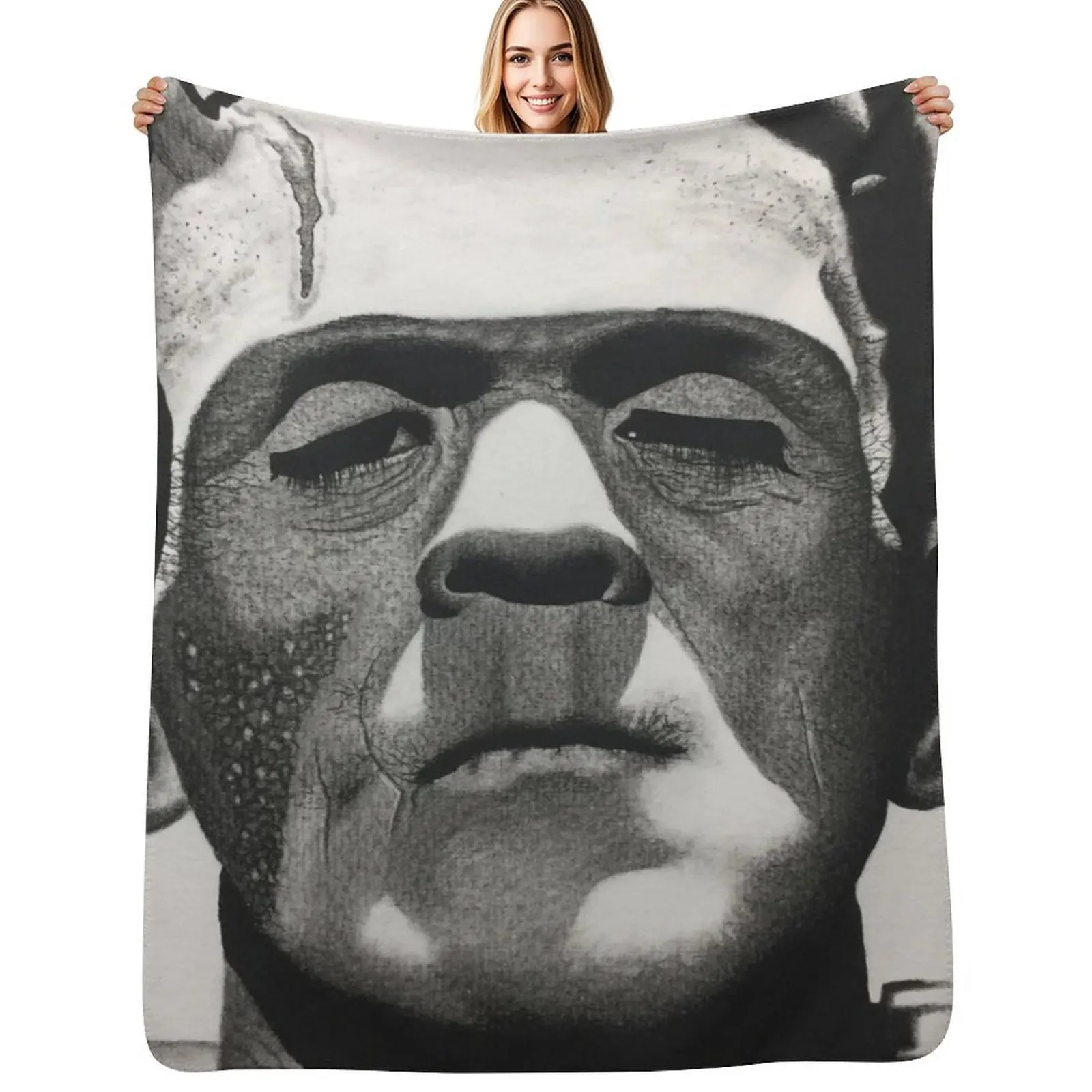 

Classic Monster Frankenstein Charcoal Drawing Throw Blanket Thin Soft Blanket for Summer Night Sleeping