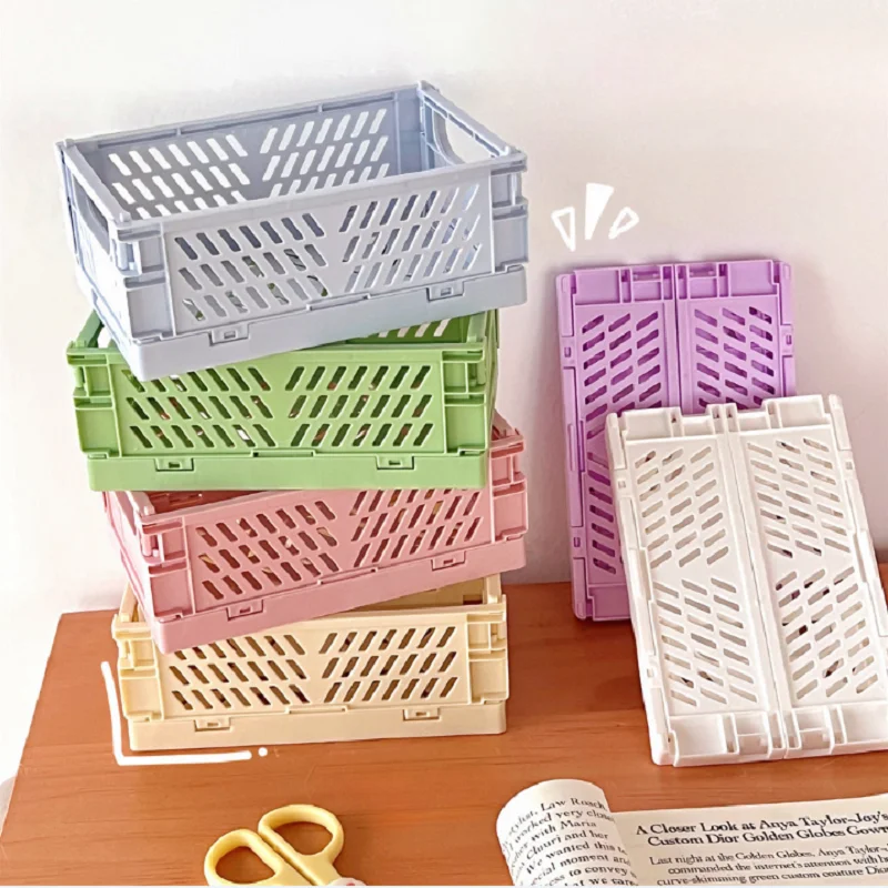 Mr.paper 6 Styles Plastic Stackable Foldable Stationary Holder Simple Cute Student Office Desktop Storage Stationery Organizer