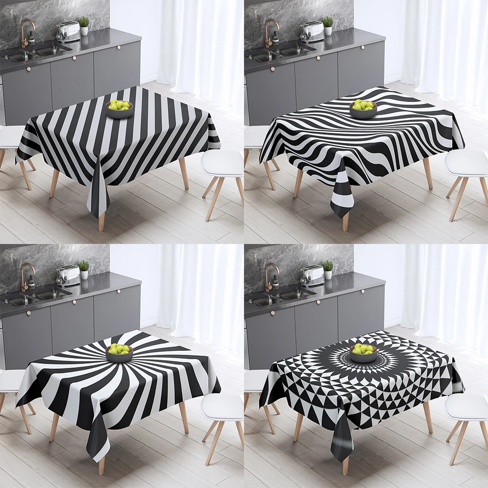 Black and white pattern tablecloth home decoration black   checkered party  anti-stain  dust cover