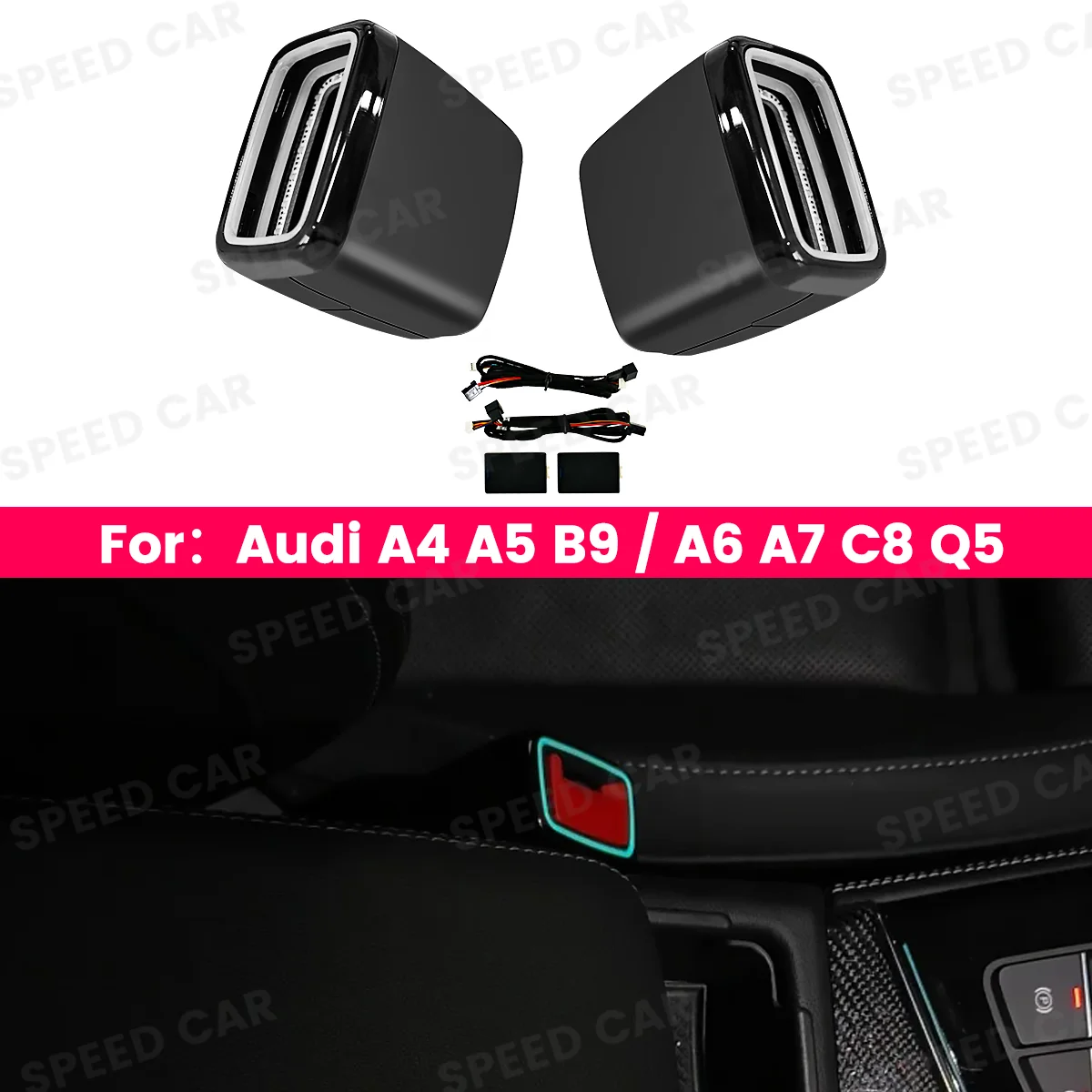 

30 Colors LED Seat Belt Buckle Ambient Light for Audi A4 A5 RS4 RS5 B9 A6 A7 C8 Q5 2020-2025 Installation Kit Included