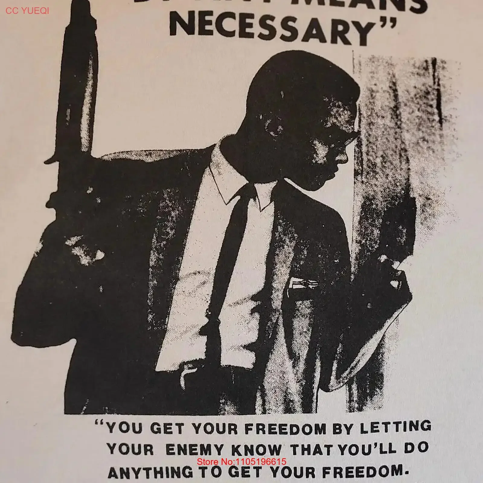 DetRetro313 Malcolm X By Any Means Necessary TSHIRT ORIGINAL Screen Print 1971 vintage Washed Versatile Casual Soft graphic