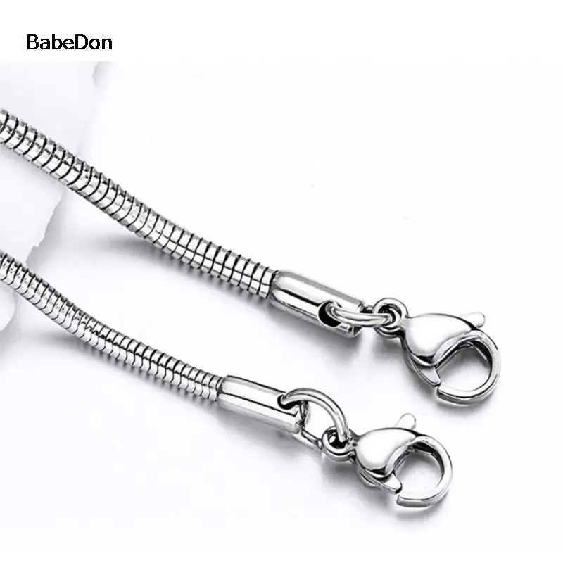 1/1.5/2.4/4mm Waterproof Stainless Steel Sliver Color Necklace High Quality Round Snake Chain Jewelry Accessory for Men Women