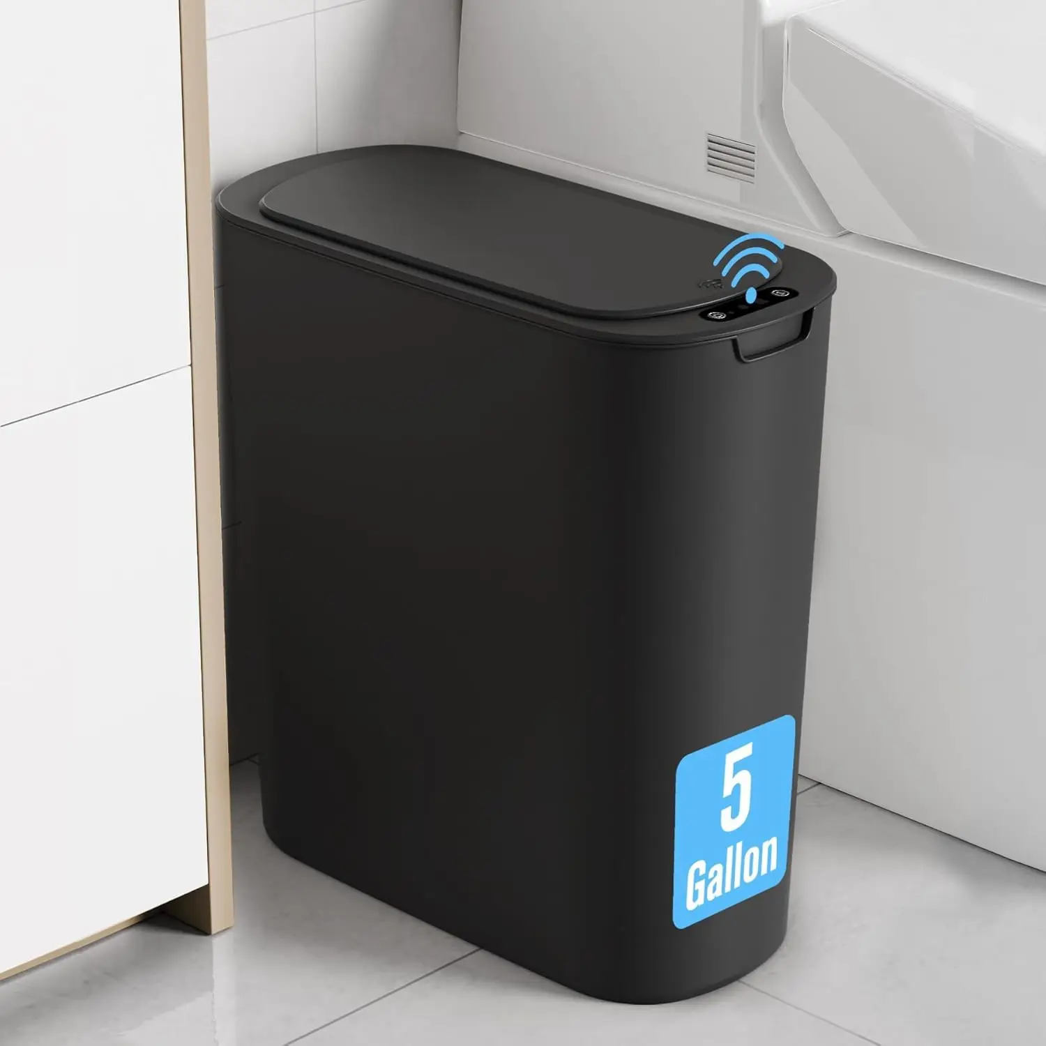 

Motion Sensor Trash Can, 5 Gal Automatic Bathroom Garbage Can w/ Lid, Touchless Smart Plastic Wastebasket for Bathroom,