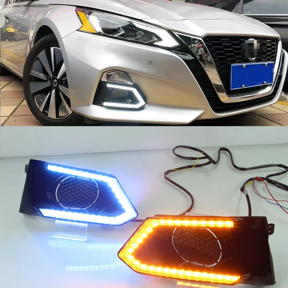 Auto Daytime Running Light LED DRL Front Foglight Head Fog Lamp Three Color Upgrade Accessories For Nissan Altima 2020