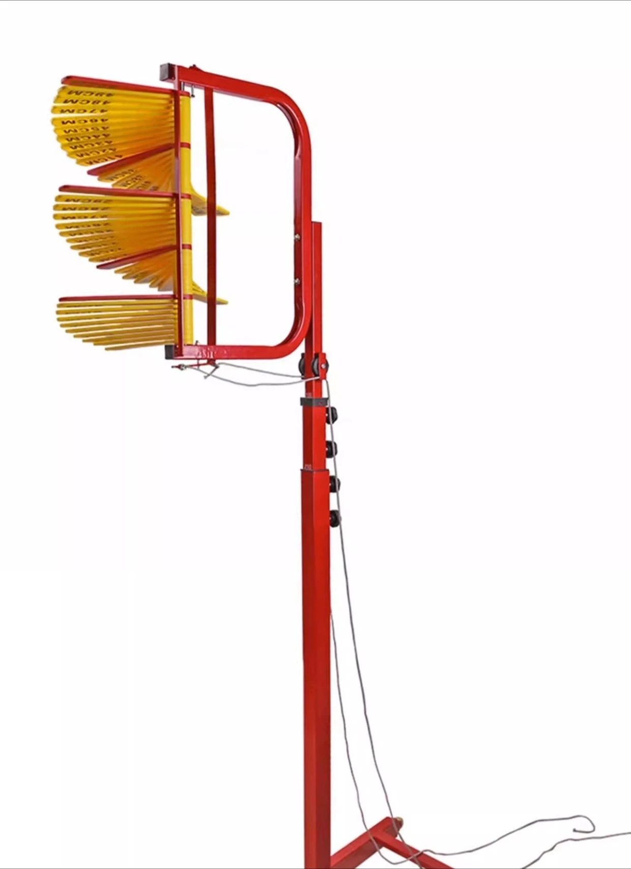 Mechanical height touch device, one-click reset of drawstring type, special for the same training in schools
