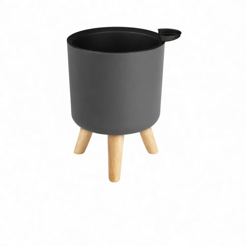 Round Standing Plant Pot Self Watering Plastic Planter With Legs Modern Decor For Living Room Bedroom Indoor Plants
