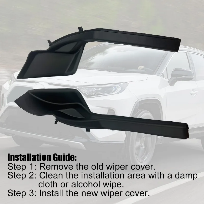 2Pcs Front Windshield Wiper Side Cowl Extension Cover Trim For 2020 2021 2022 Toyota RAV4