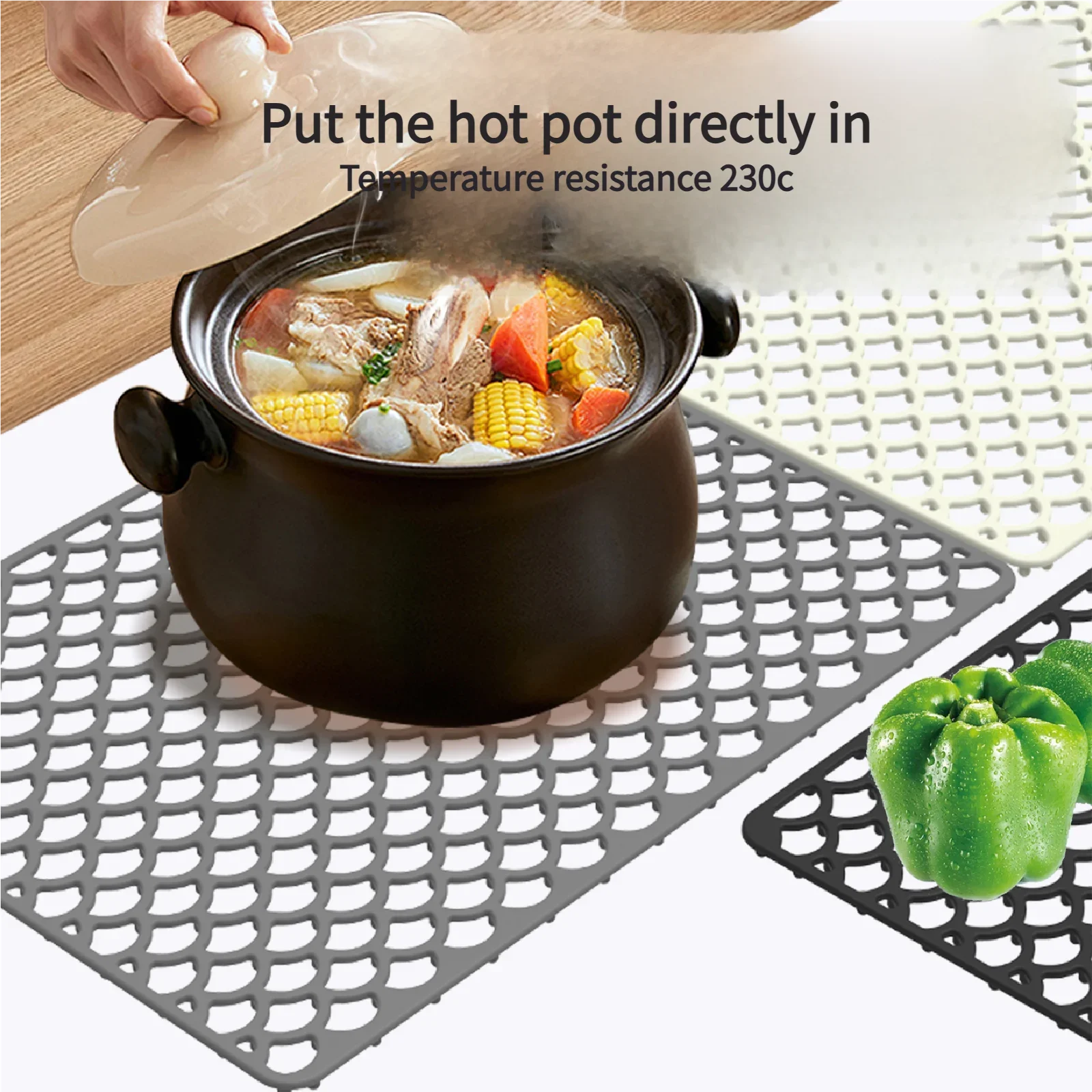 42/46CM Kitchen Silicone Sink Bottom Pad No Holes Scratch-Resistant Protective Perforated Water-Draining Thickened Drying Pad