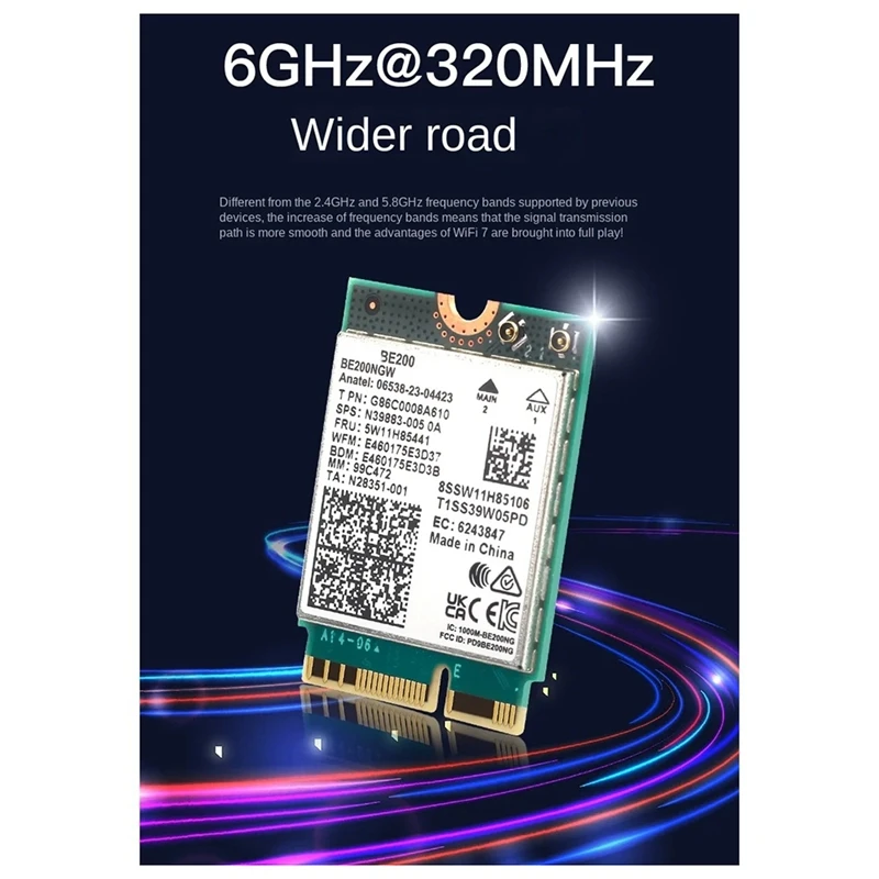 BE200 WIFI 7 Wireless Wifi Card Wifi 6E BE200NGW Bluetooth 5.4 802.11AX Tri-Band M.2 NGFF Network Adapter Easy Install