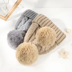 Fashion Thickened Winter Hat Outdoor Knitted Cap for Men Women Ear Protection Plush Elastic Beanie Hats Casual Caps Men Women