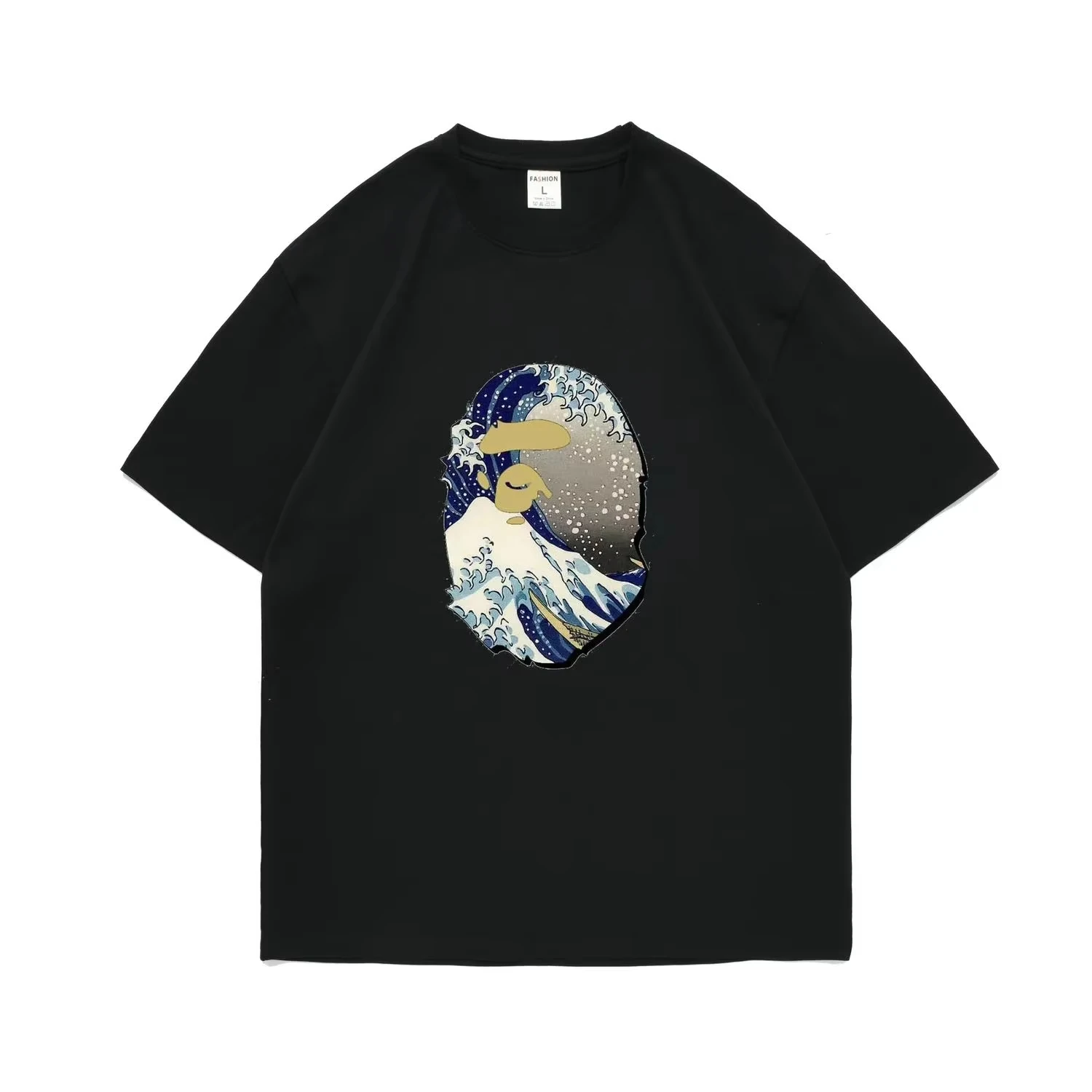 BAPE Ape Head New Spray Japanese Oil Painting Style Niche Pure Cotton Men's and Women's Printing Loose Short-sleeved T-shirt