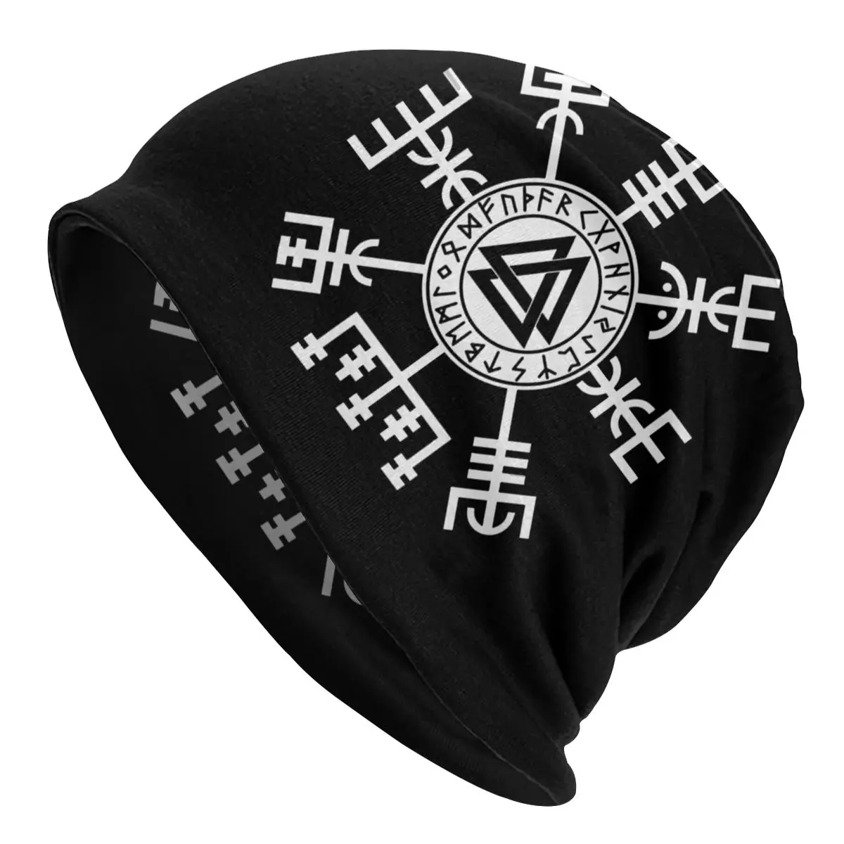 Compass Vegvisir Valknut Symbol Runes Viking Aesthetic Cap Pullover Warm Hat Hip-hop Beanie Street Punk Cap Gothic Unisex Hats