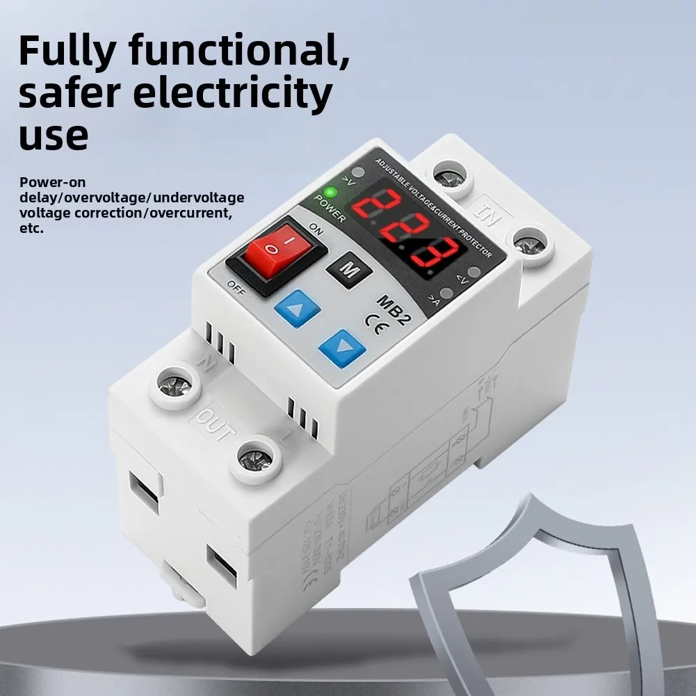 Accurate 220V Current Limiting Protector with Delay Protection and Compact Design for Electrical Systems in Homes and Rentals