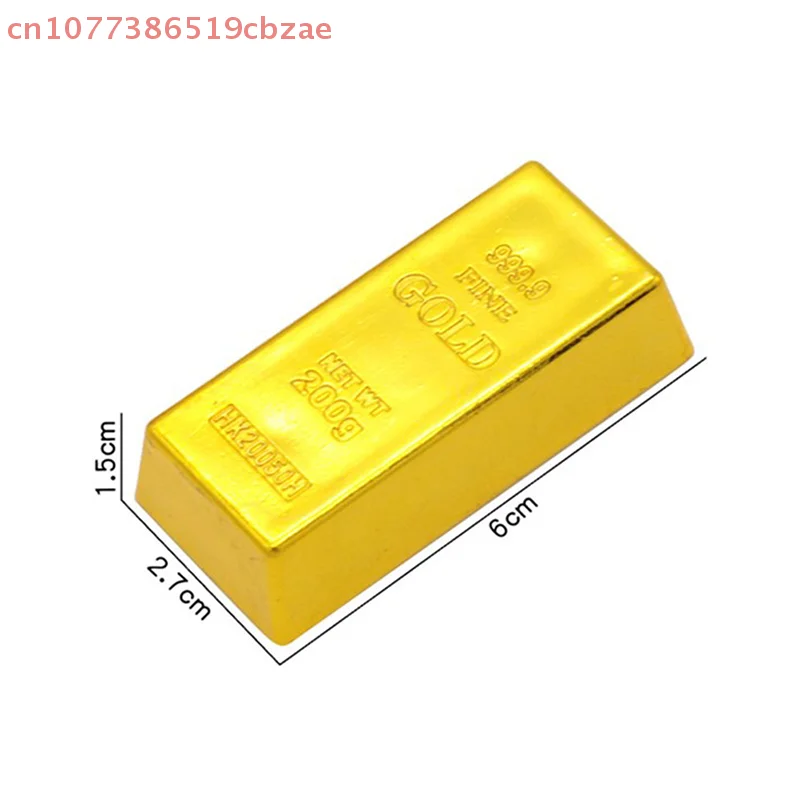 Gold Bullion Bar Simulated Golden Brick Glittering Plastic Fake Gold Bar Paperweight Door Stop Movie Prop Novelty Gift