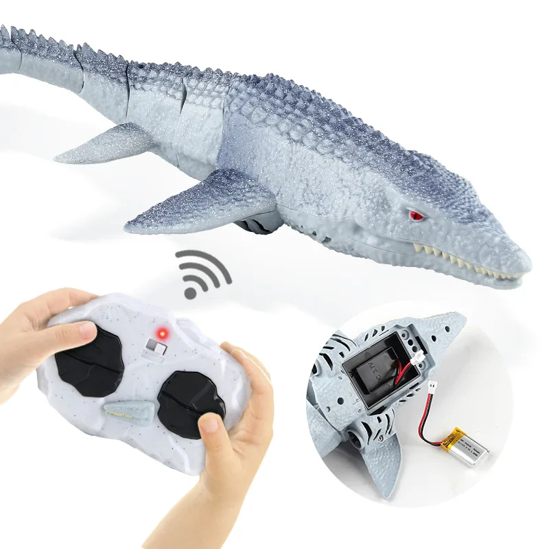 RC Mosasaur Dinosaur Electric Fish Toy, Piscina Subaquática, Simulação Aquática, Presente para Crianças, 2.4GHz