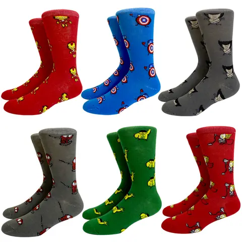 Hot Sale Comics Hero General Socks cartoon Iron Man Captain America Knee-High Warm Stitching pattern Antiskid Casual men Sock