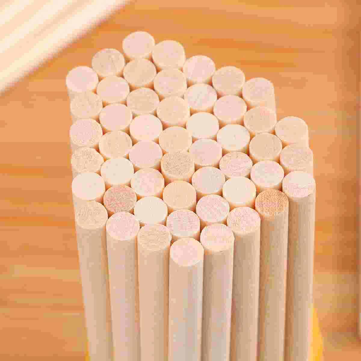 100 Pcs Model-building Materials Wooden Sticks Mini Smooth Surface Dowel Rods Craft Accessory Round